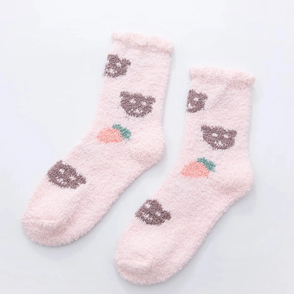 2 Pairs Cute Cow Spots Print Socks, Thickened & Warm Coral Fleece Socks, Women's Stockings & Hosiery