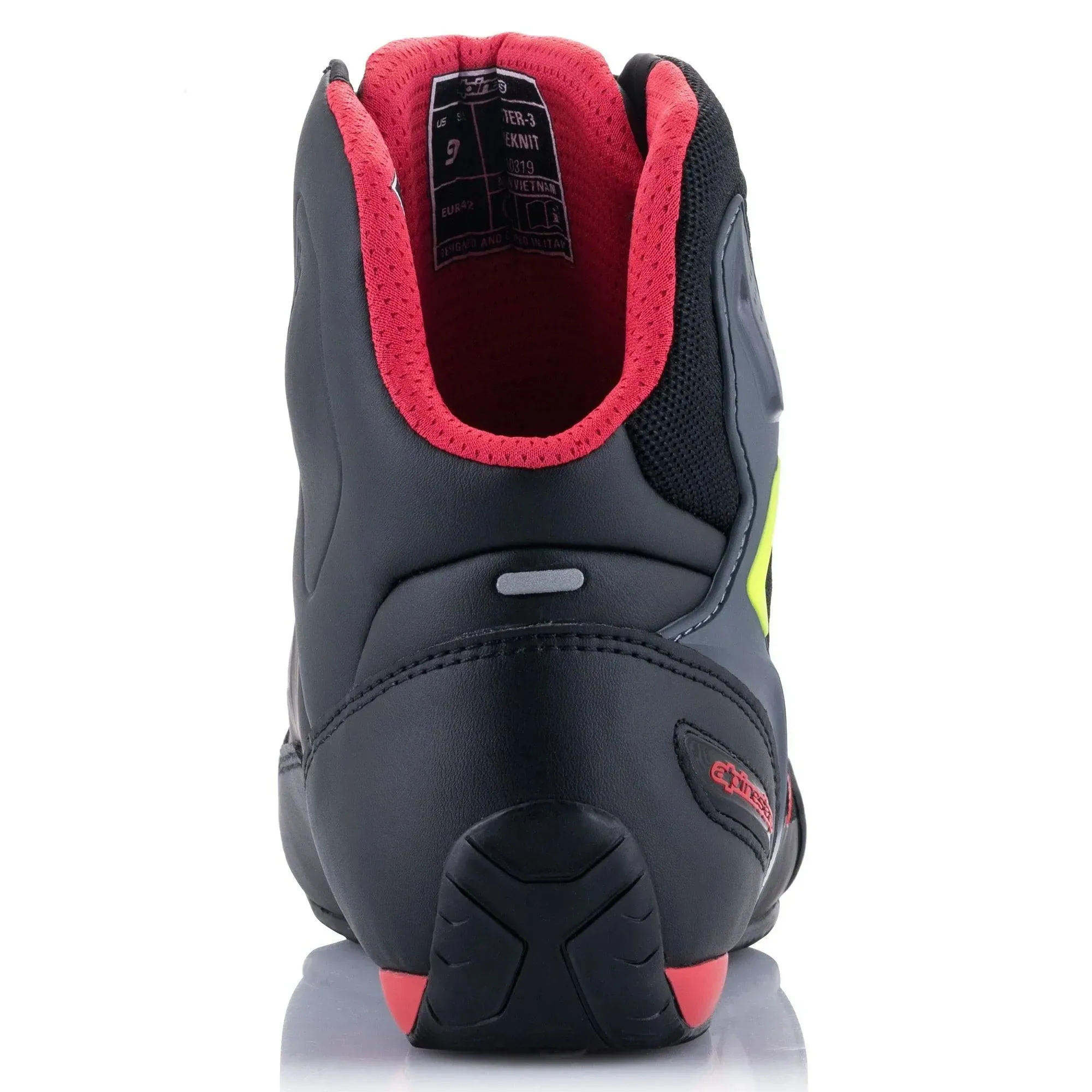 2022 Alpinestars Faster-3 Rideknit Shoes Black/Red/Yellow Fluo