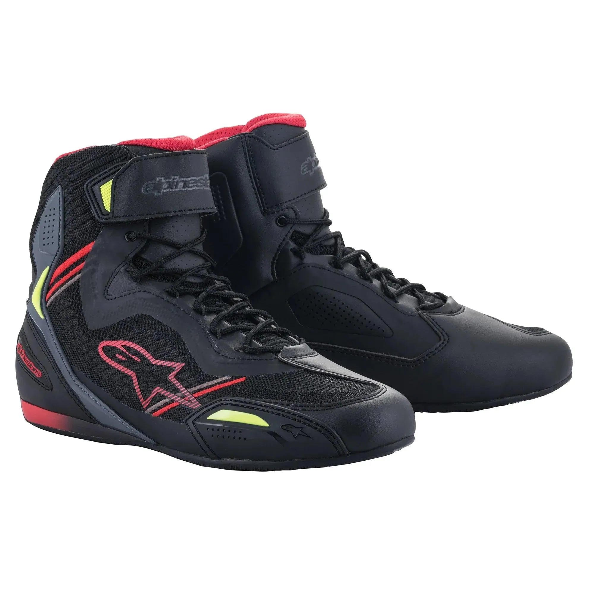 2022 Alpinestars Faster-3 Rideknit Shoes Black/Red/Yellow Fluo