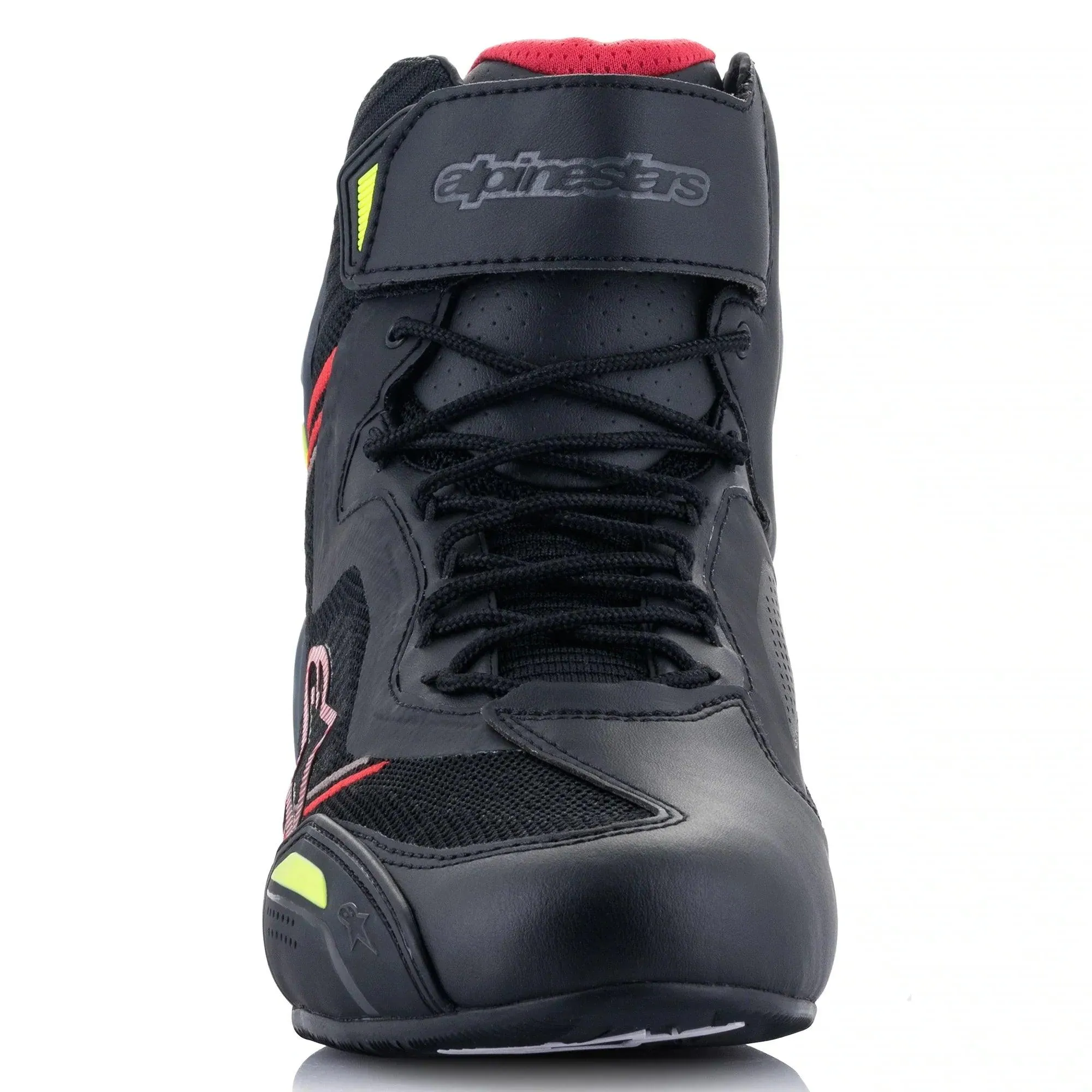 2022 Alpinestars Faster-3 Rideknit Shoes Black/Red/Yellow Fluo