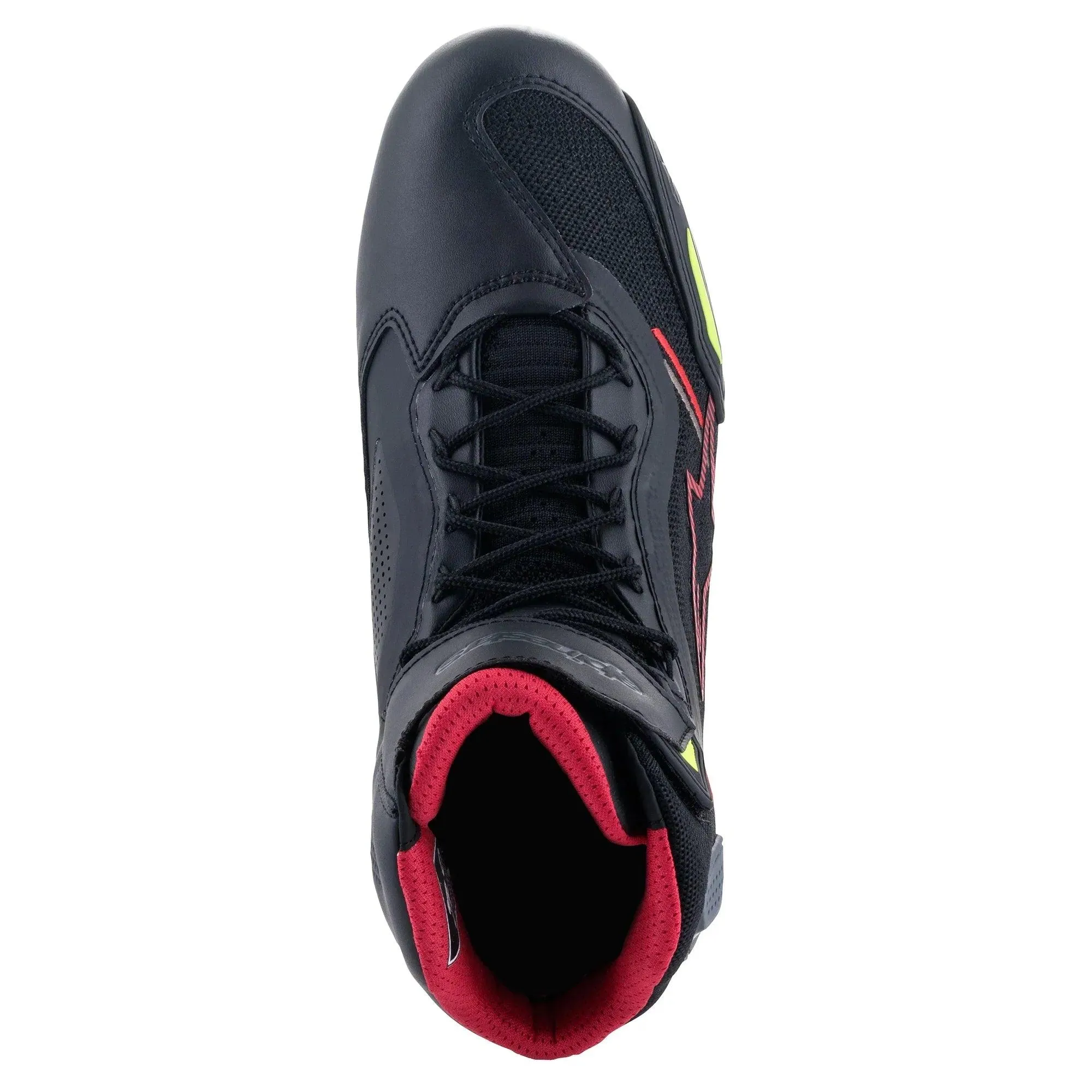 2022 Alpinestars Faster-3 Rideknit Shoes Black/Red/Yellow Fluo