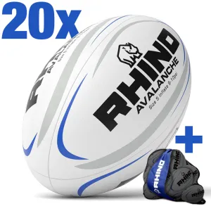 20pc Rhino Avalanche Training Rugby Ball Bundle with Bag