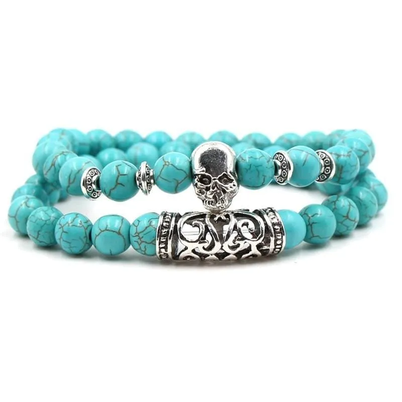 2PCS/Set Silver Color Buddha Bracelet