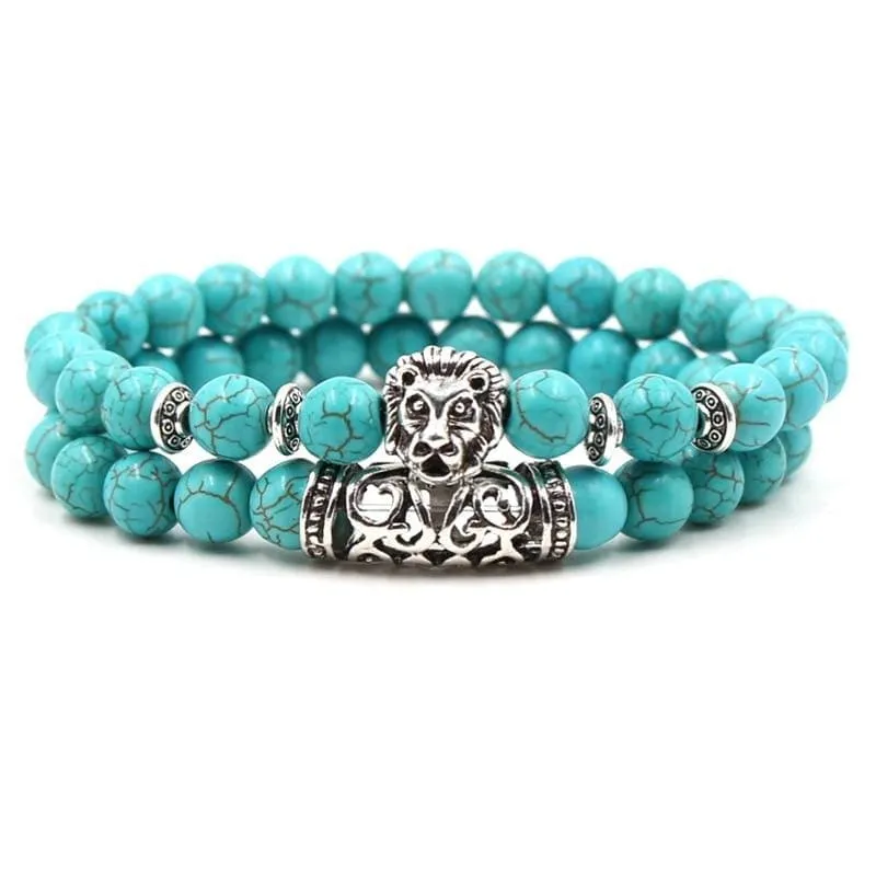 2PCS/Set Silver Color Buddha Bracelet