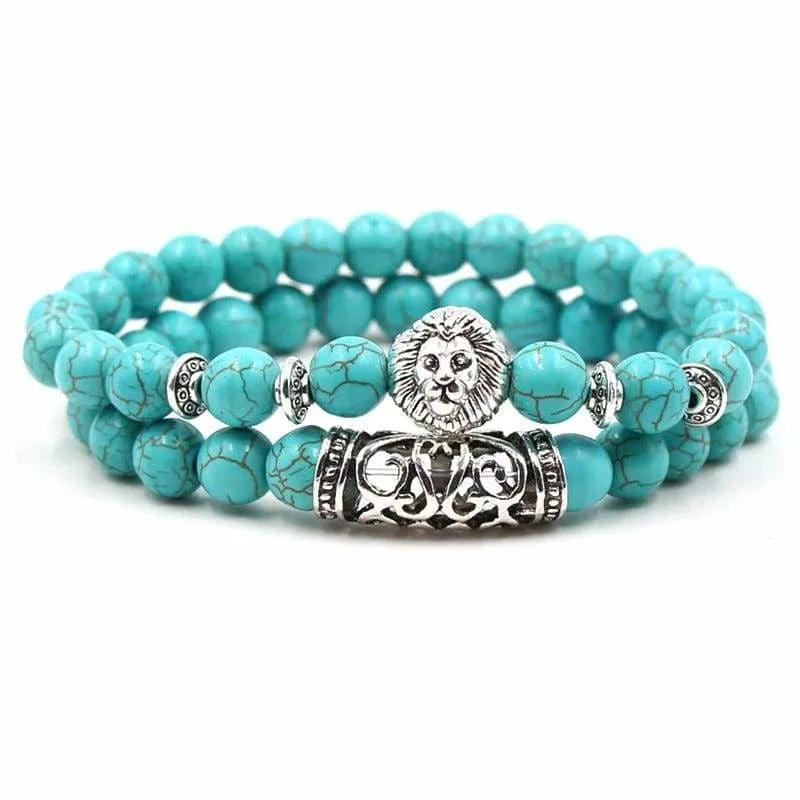 2PCS/Set Silver Color Buddha Bracelet