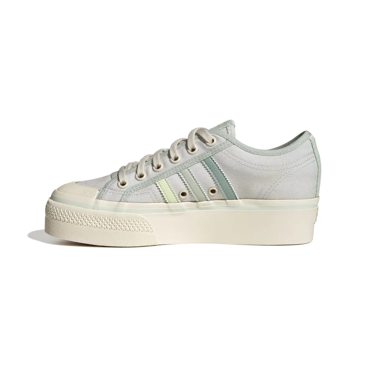 ADIDAS GX4605 NIZZA PLATFORM WMN`S (Medium) White/Lime/White Textile Lifestyle Shoes