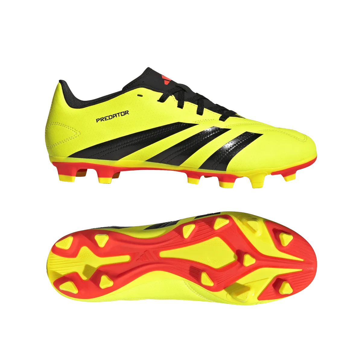 adidas Predator Club Flexible Ground Adult Soccer Cleat IG7757 Yellow/Black/Solar Red