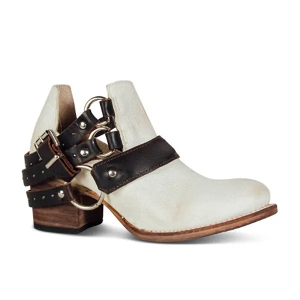 Amozae Cyberpunk-Style Buckle Ankle Boots