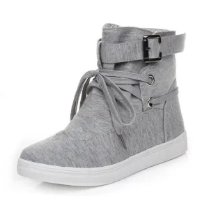 Ankle strap lace-up sneaker boots women's high top sneakers