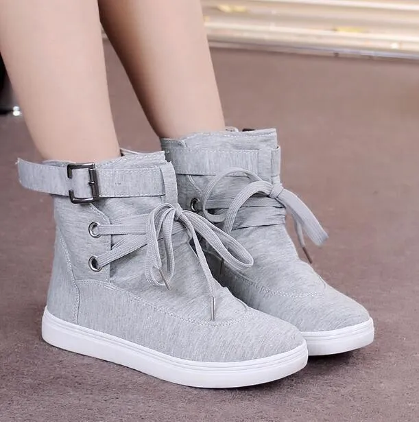 Ankle strap lace-up sneaker boots women's high top sneakers