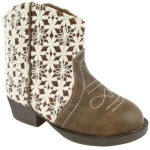 Baby Deer Little Girls Tan Crochet Western Boots