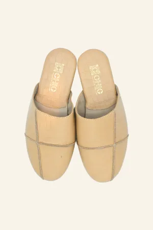 Beige Leather Slippers