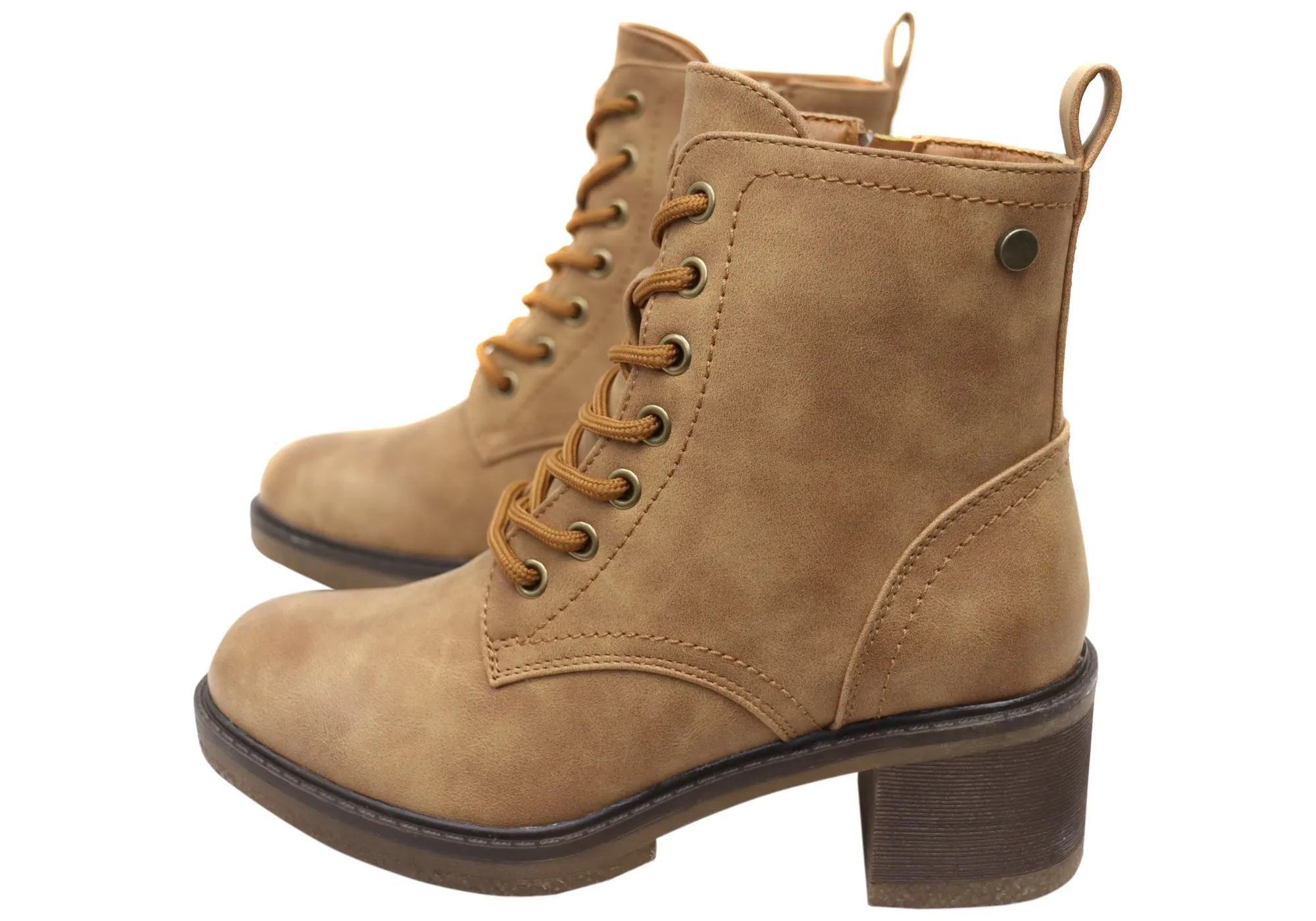 Bellissimo Sibernik Womens Comfortable Lace Up Ankle Boots