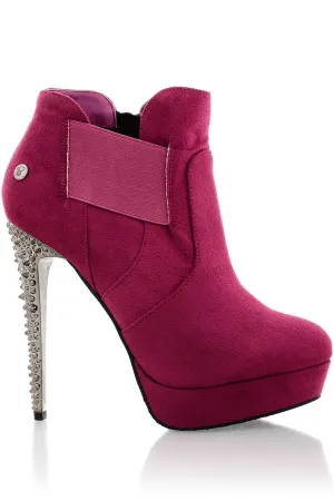 BLINK LORE Fuchsia Studded Ankle Boots