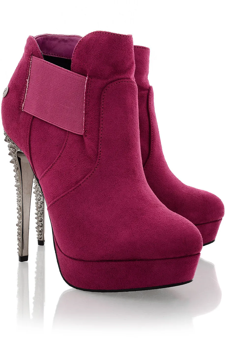 BLINK LORE Fuchsia Studded Ankle Boots