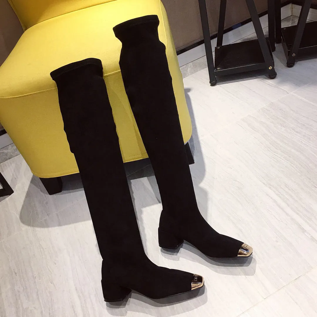 Boots Over The Knee Square Toe Thin Skinny Boots Knight Boots High Boots Long Boots Women