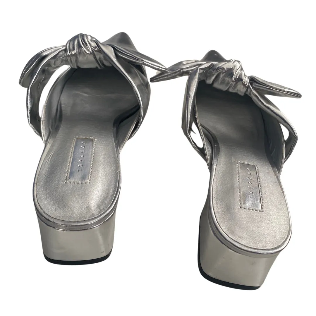 Bow Front Mules Silver SIZE 38