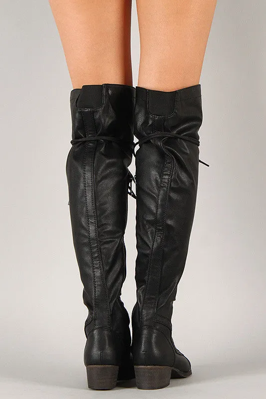 Breckelle Combat Lace Up Over-The-Knee Boots