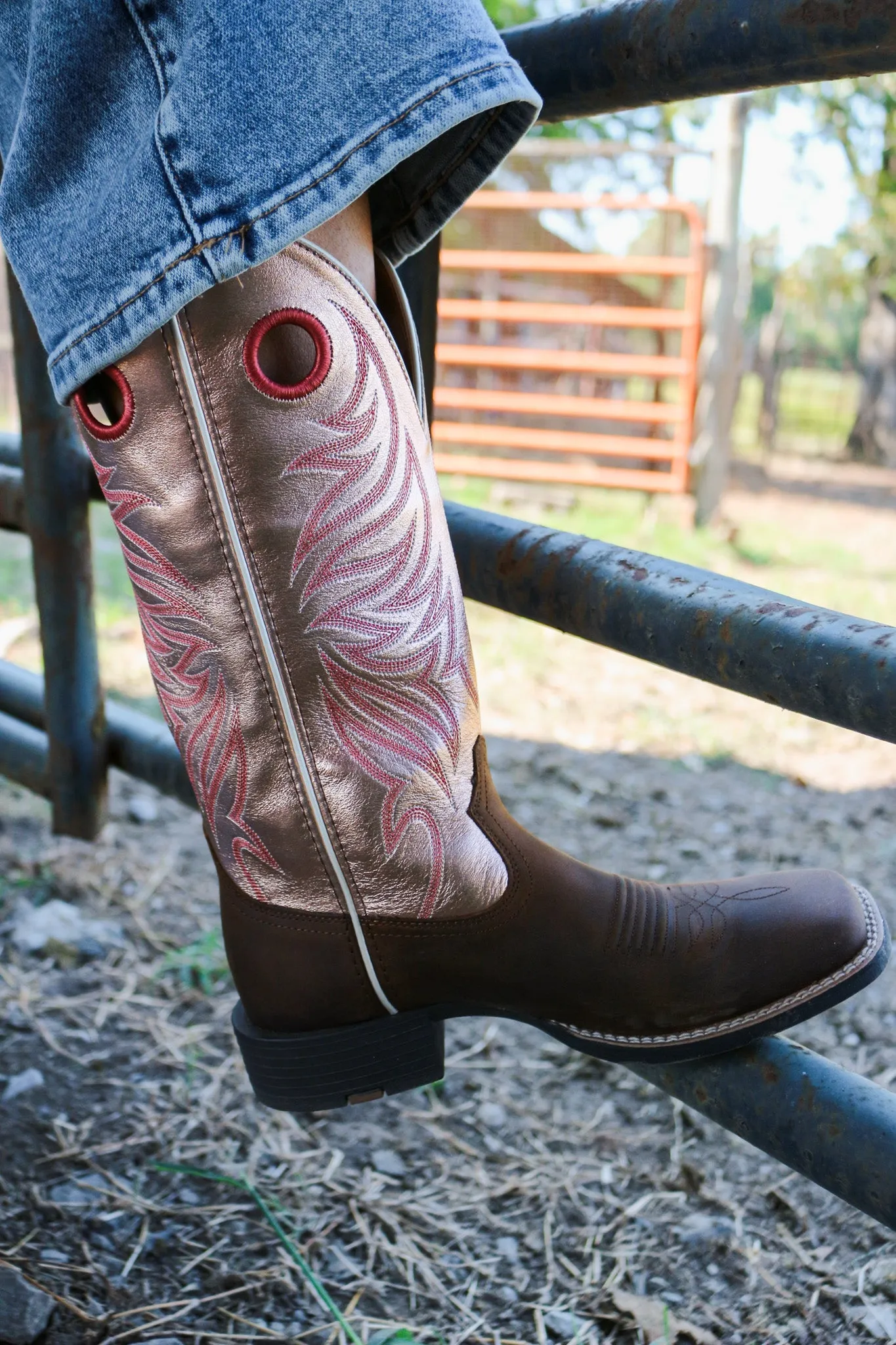 Brown Pink Round Up Ryder Western Ariat Boot