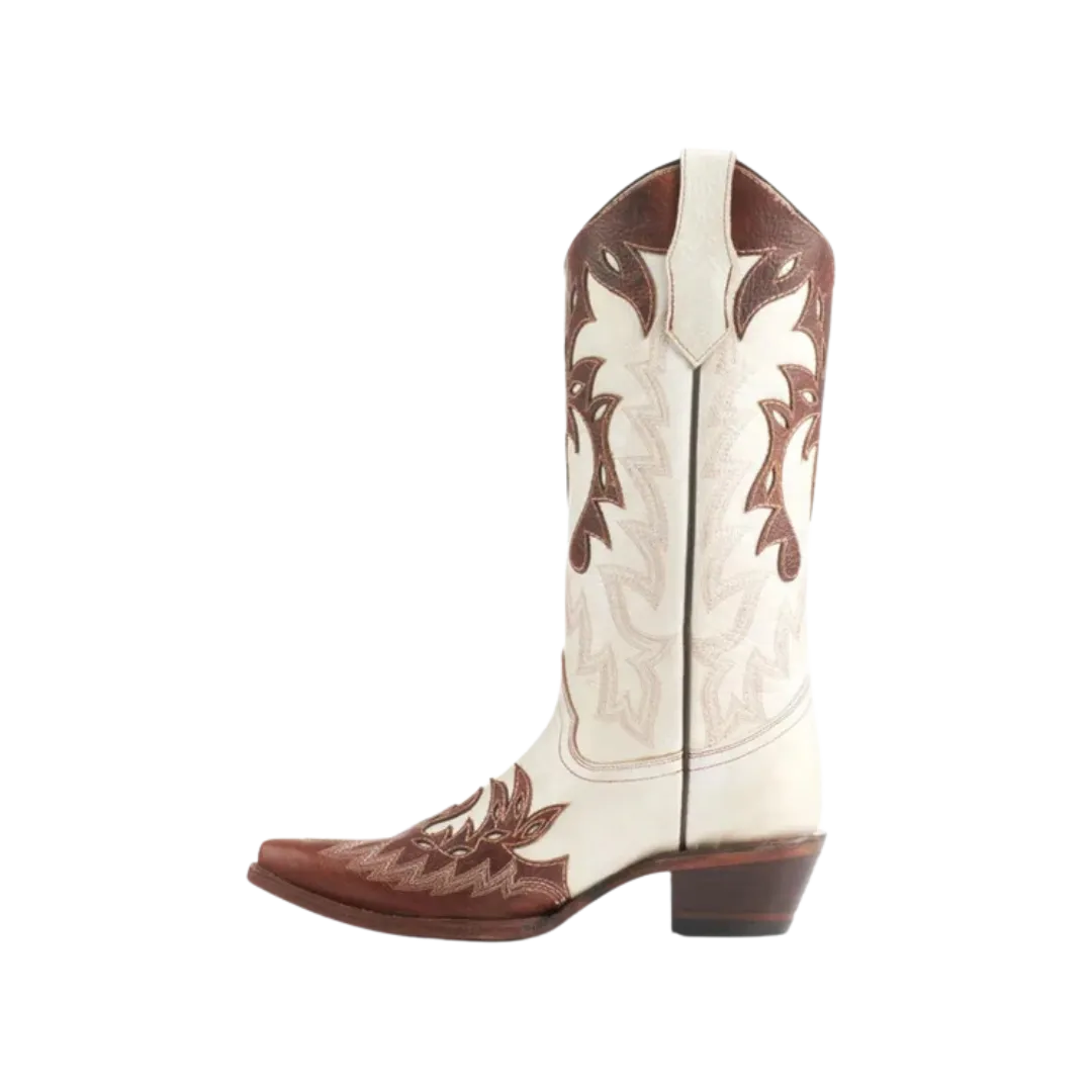 Corral Wester Womens Pearl & Cognac Overlay Snip Toe Boots