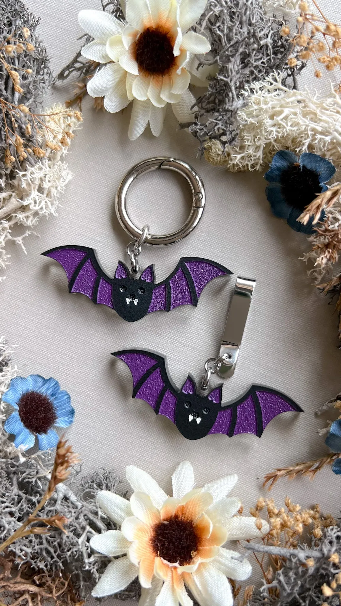 Cute Purple Black Bat Shoe Accessory | Pull Loop Boot Charm, Shoe Charm, High Top Sneaker Clip or Boot Clip, Acrylic Shoe Keychain