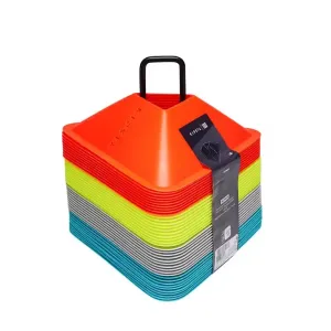 DECATHLON KIPSTA ESSENTIAL PACK OF 40 FLAT MARKERS - 4 COLOURSs (YELLOW, ORANGE, GREY, BLUE)