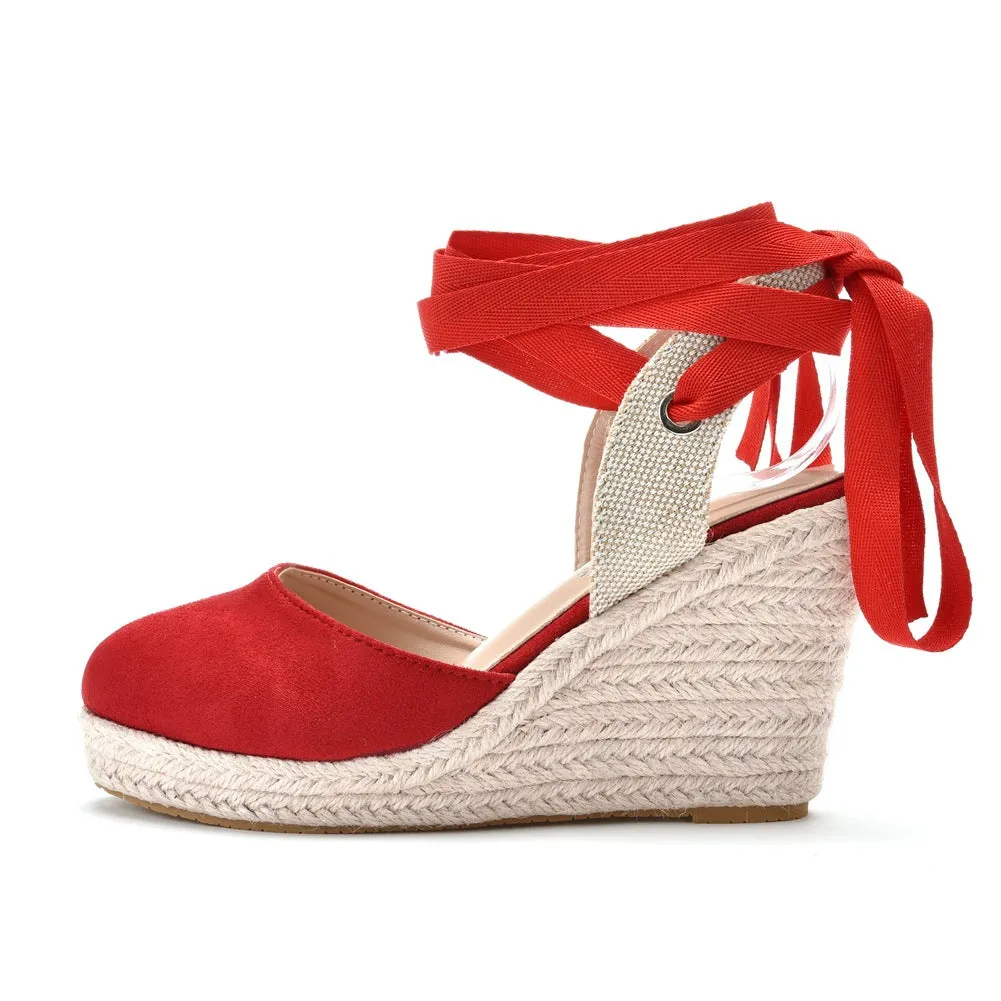 Elegant Bohemian Round Toe Platform Espadrille Wedge Heels