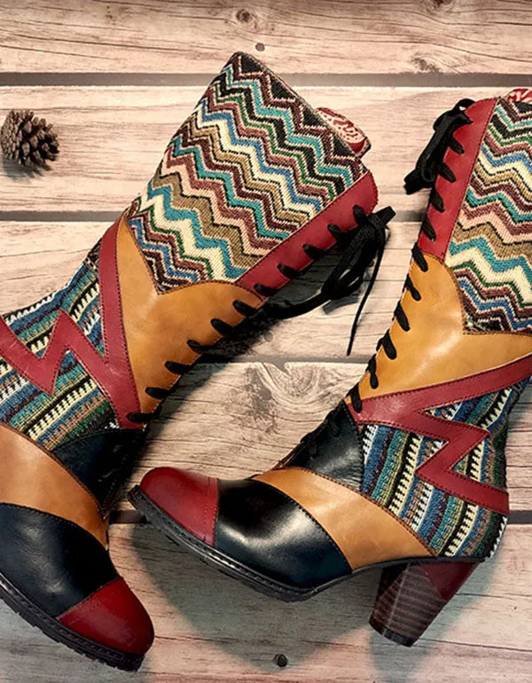 Ethnic Bohemian High Tube Handmade Boots 36-41