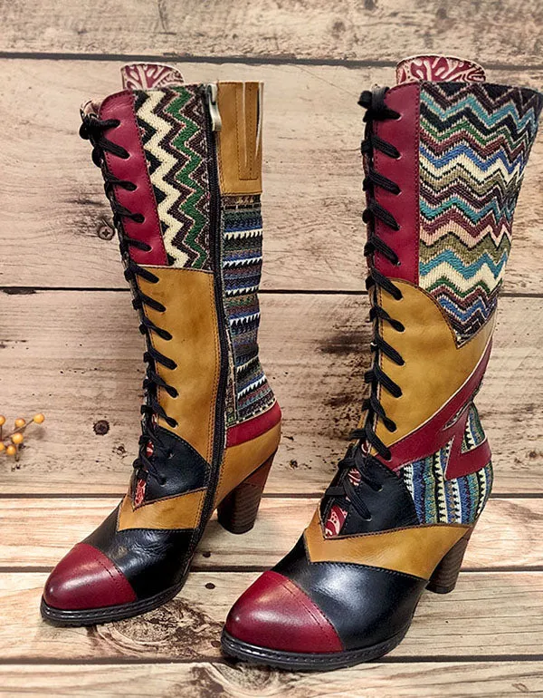 Ethnic Bohemian High Tube Handmade Boots 36-41