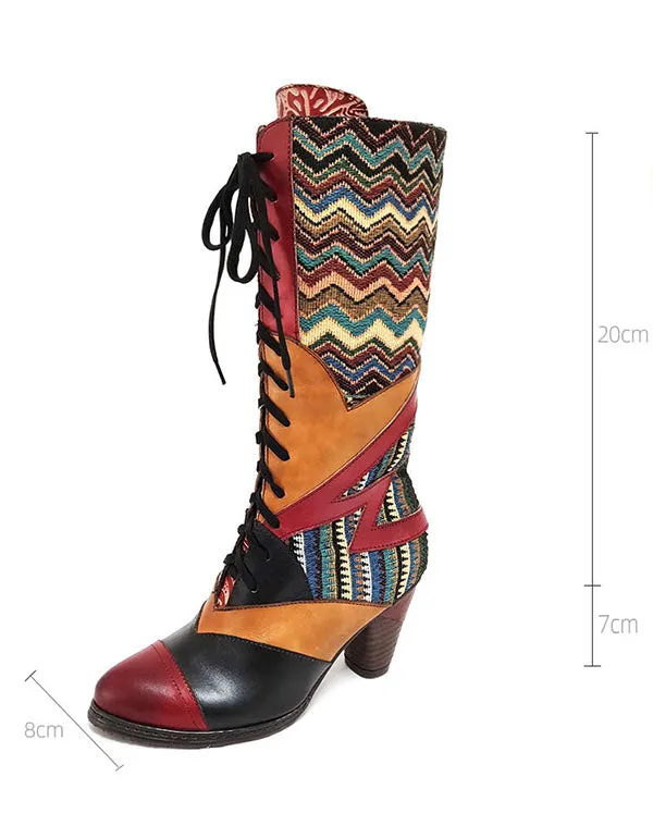 Ethnic Bohemian High Tube Handmade Boots 36-41