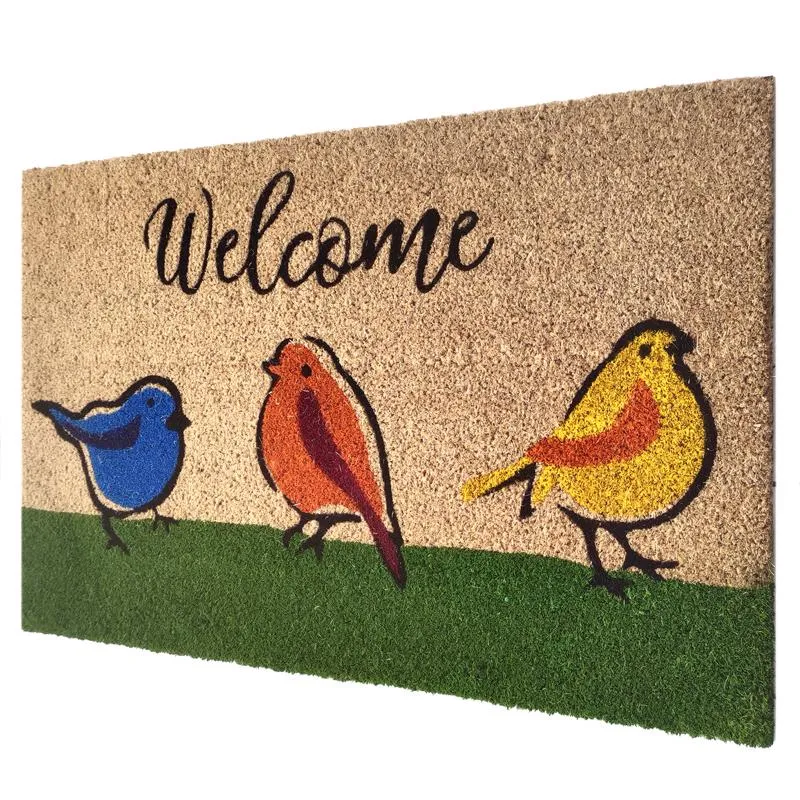 First Concept 18 in. W X 30 in. L Multicolored Welcome Birds Coir Door Mat