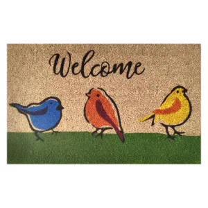 First Concept 18 in. W X 30 in. L Multicolored Welcome Birds Coir Door Mat