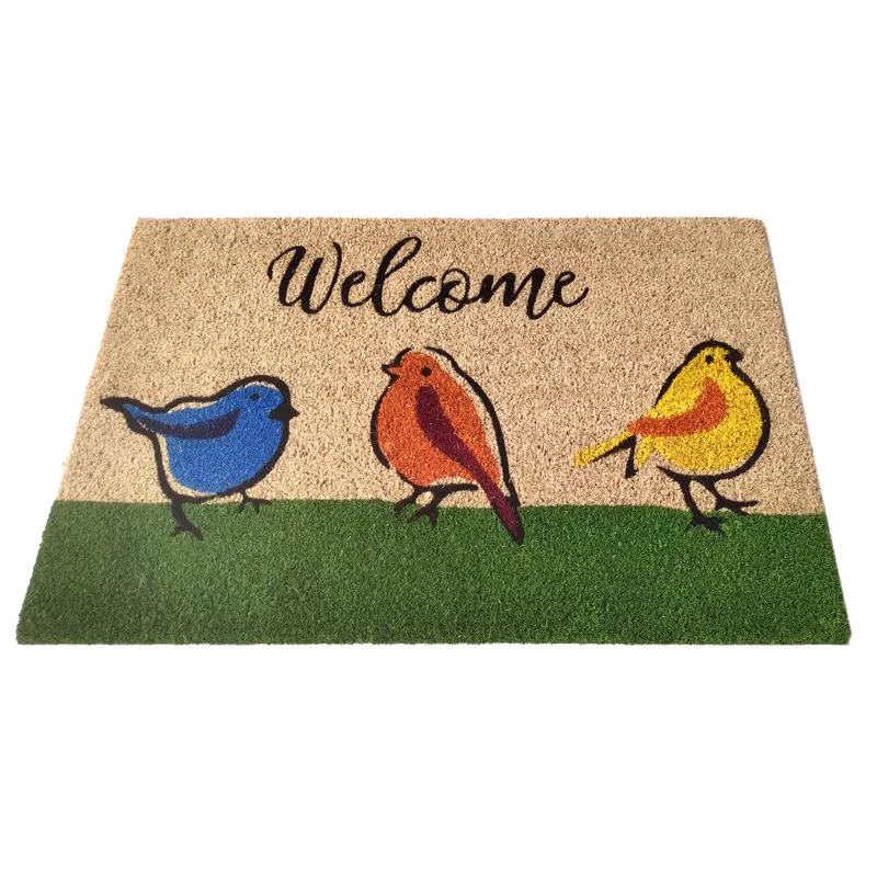 First Concept 18 in. W X 30 in. L Multicolored Welcome Birds Coir Door Mat