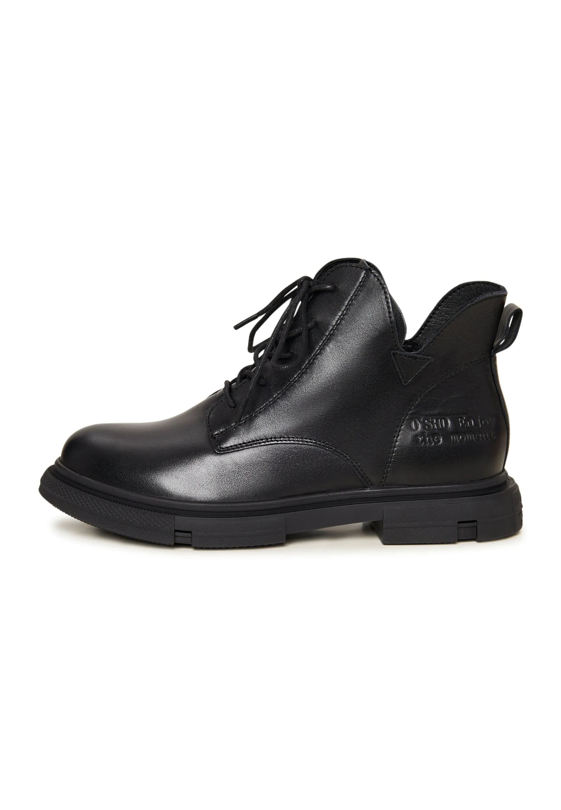 Flat Sole Ankle Boots - Black