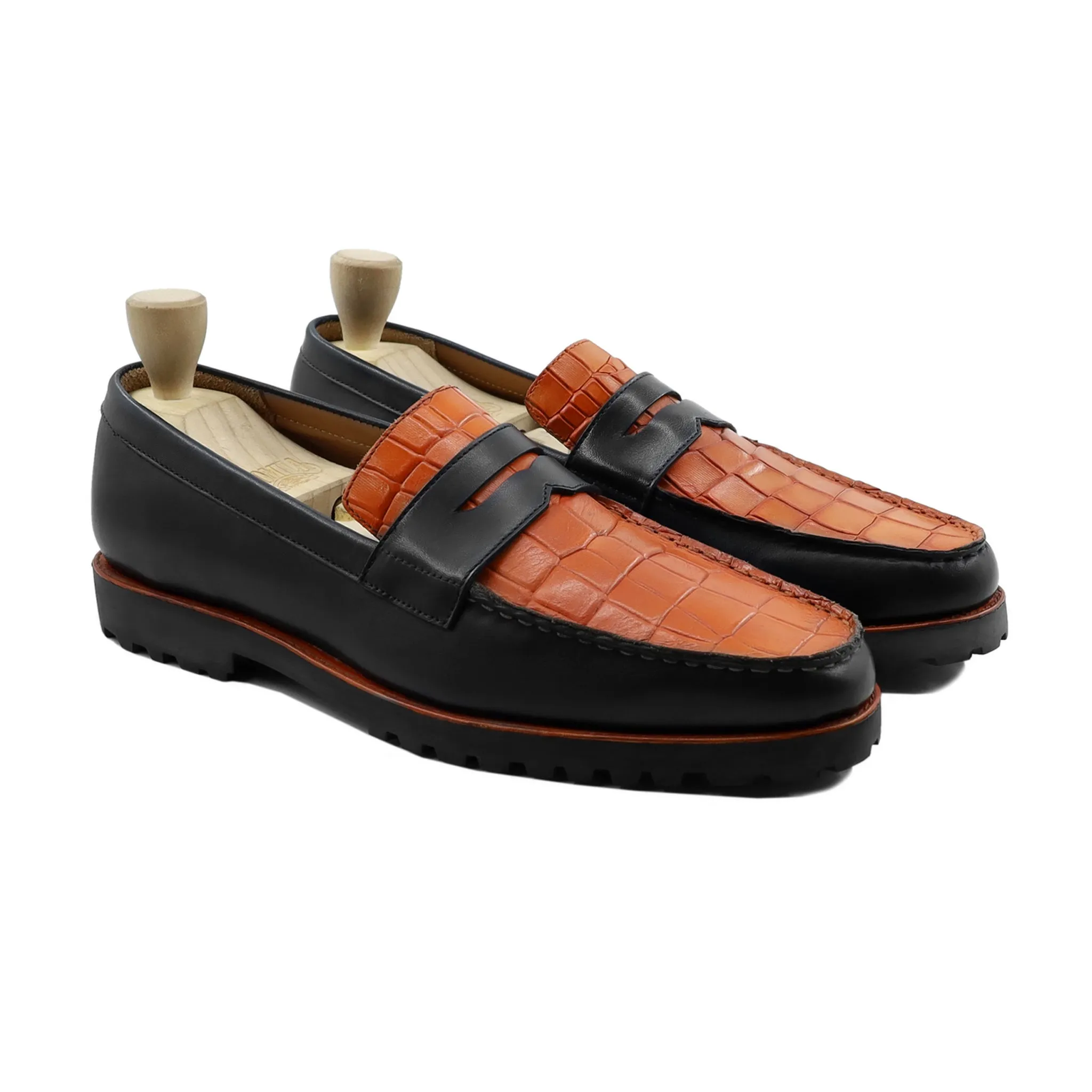 Florida - Men's Black and Tan Calf Leather Loafer