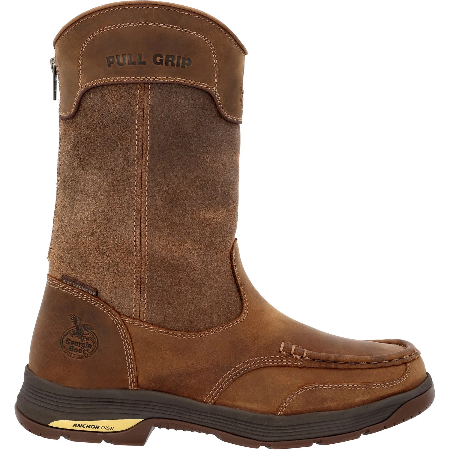 Georgia Mens Athens Superlyte WP Wellington Brown Leather Work Boots