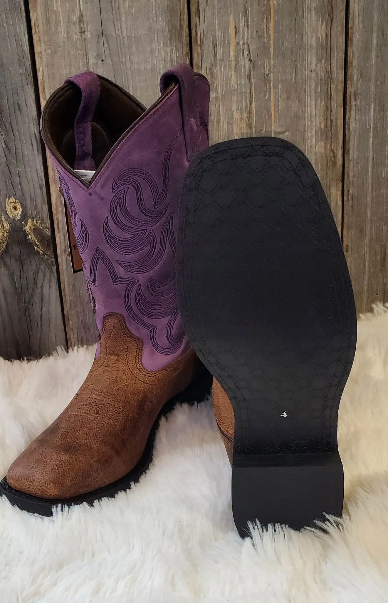 Girl's Smoky Mountain Tucson Brown/Purple Boot