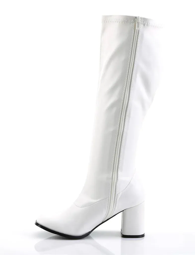 GOGO 300 BOOTS WIDE CALF - WHITE VEGAN LEATHER ✰ PRE ORDER ✰