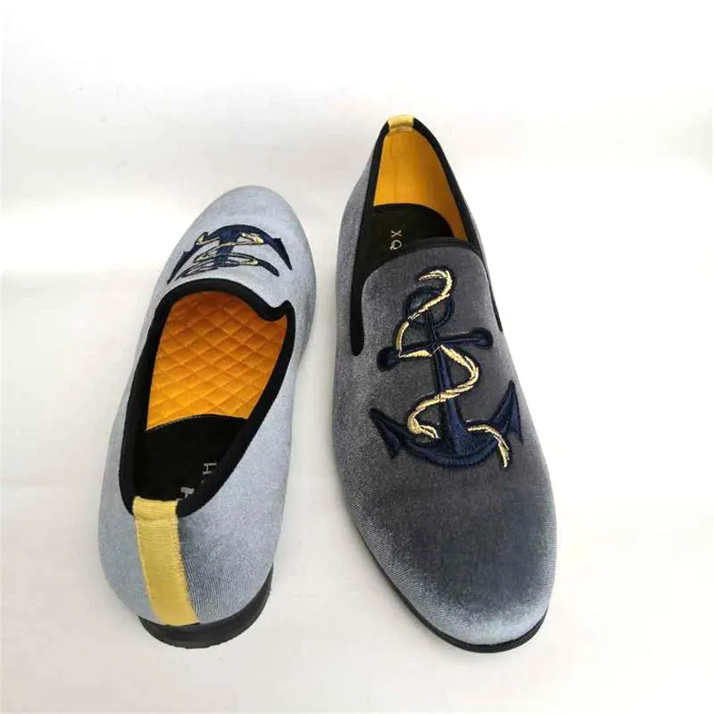 Grey Anchor Loafers Shoes