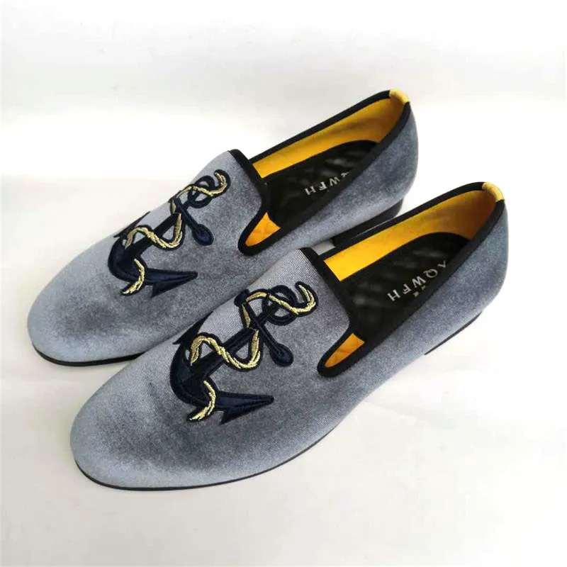 Grey Anchor Loafers Shoes