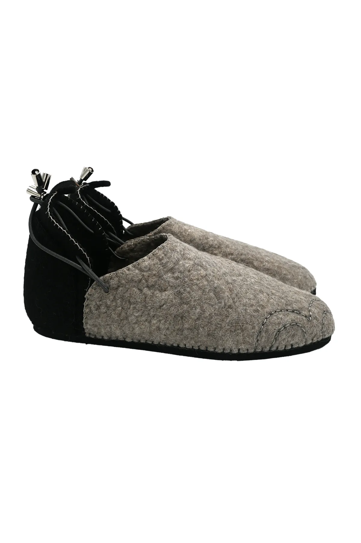 Handmade Wool Shoes Grey & Black