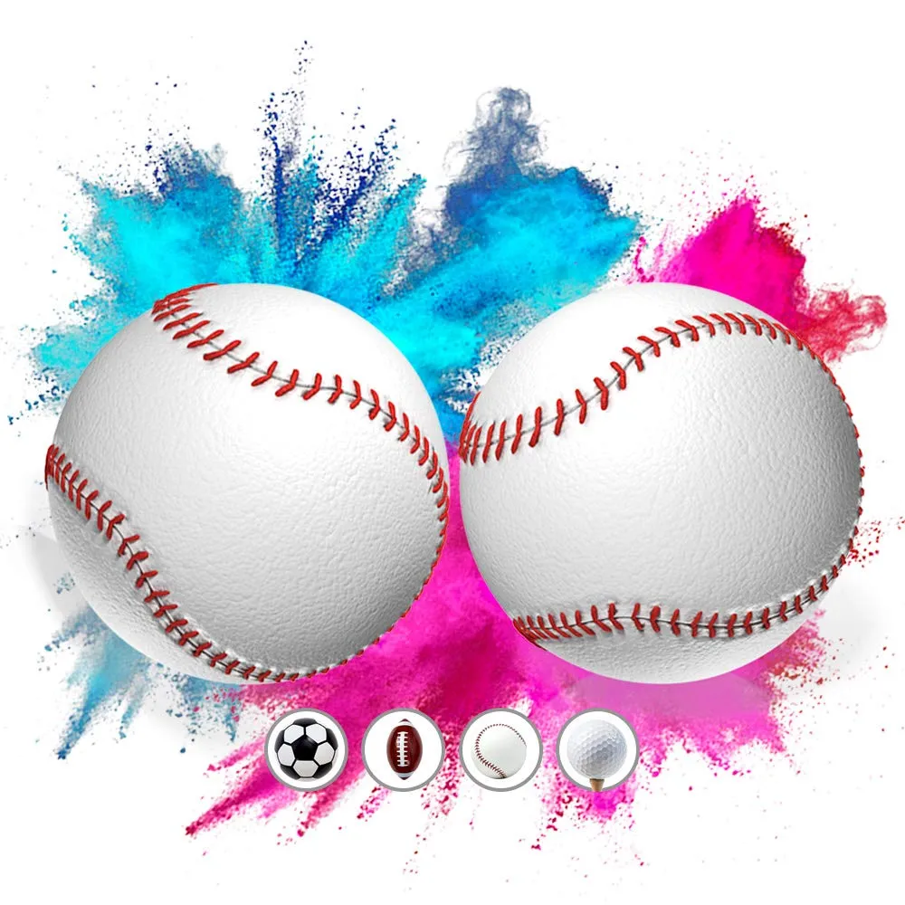 Hawwwy Gender Reveal Baseballs (1 Blue, 1 Pink) Packed with Exploding Powder Baby Shower