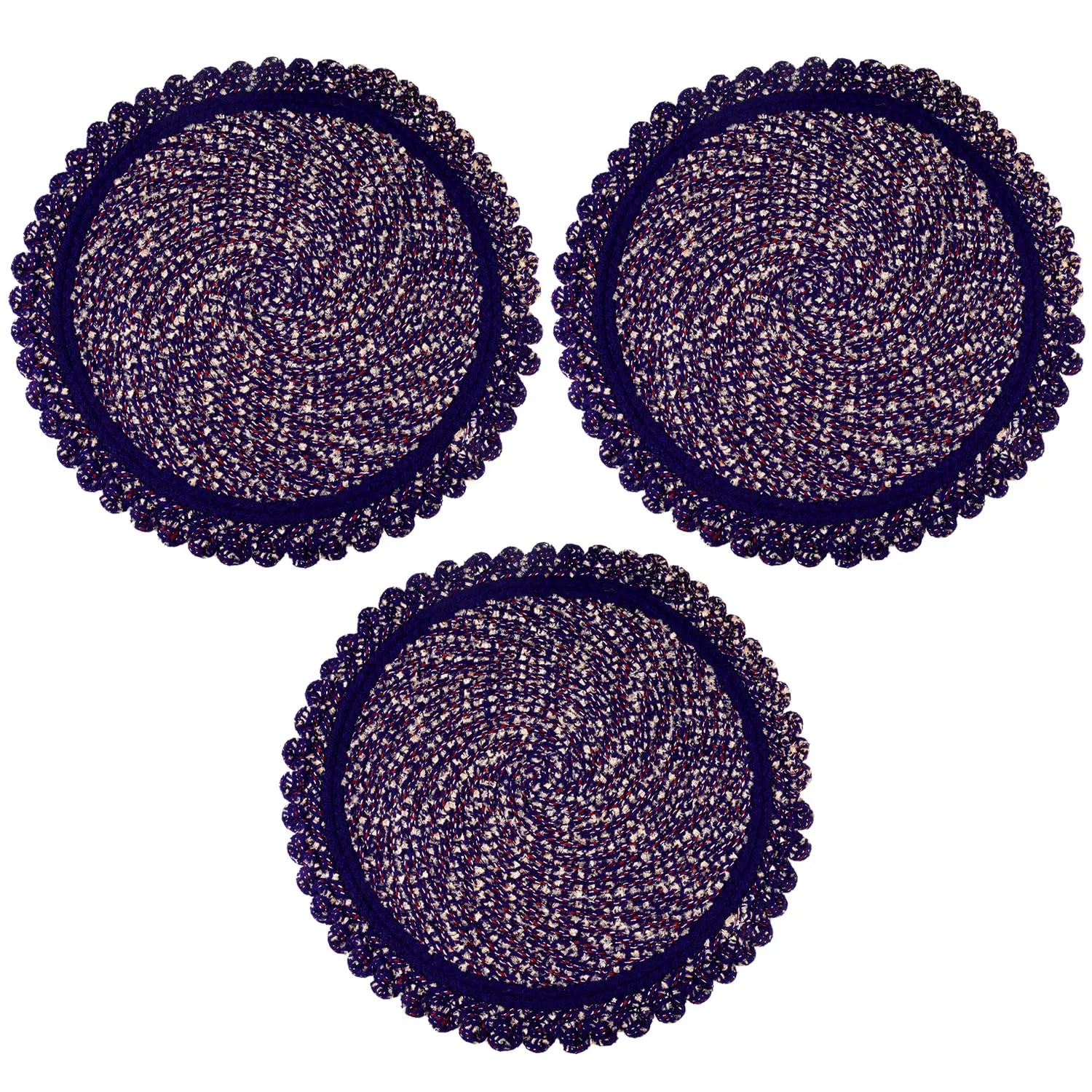 Heart Home Door Mat | Round Shape Feather Door Mat | Cotton Reversible Mat | Door Mat for Kitchen | Door Mat for Home | 20 Inch | Large | Pack of 3 | Purple