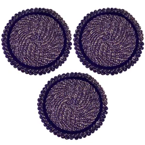 Heart Home Door Mat | Round Shape Feather Door Mat | Cotton Reversible Mat | Door Mat for Kitchen | Door Mat for Home | 20 Inch | Large | Pack of 3 | Purple