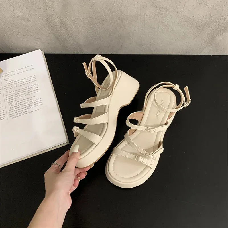 Hnzxzm 2024 Summer Open Toe Sandals Women Platform Thick Heel Shoes Outdoor Elegant Dress Ladies Beach Shoes