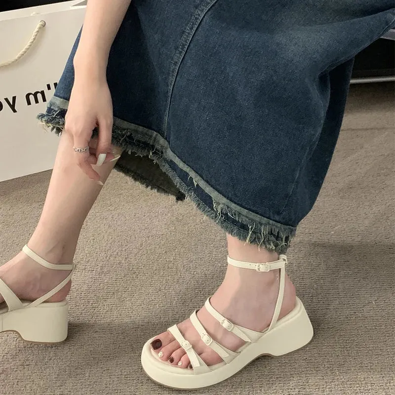 Hnzxzm 2024 Summer Open Toe Sandals Women Platform Thick Heel Shoes Outdoor Elegant Dress Ladies Beach Shoes