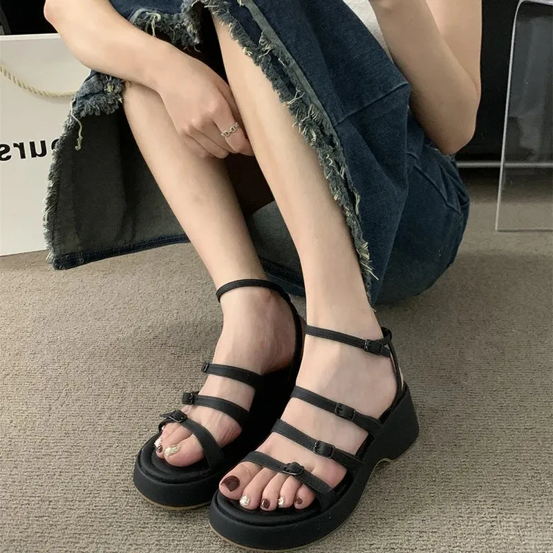 Hnzxzm 2024 Summer Open Toe Sandals Women Platform Thick Heel Shoes Outdoor Elegant Dress Ladies Beach Shoes