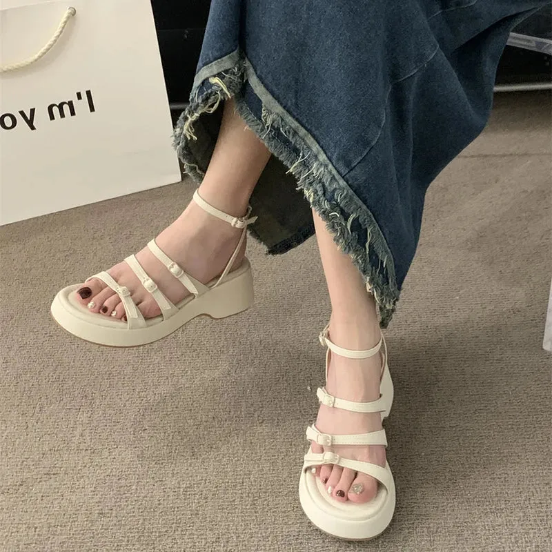 Hnzxzm 2024 Summer Open Toe Sandals Women Platform Thick Heel Shoes Outdoor Elegant Dress Ladies Beach Shoes