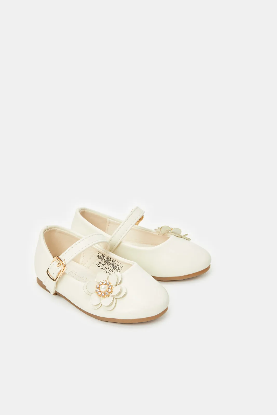 Infant Girls Cream Pearl Ballerina