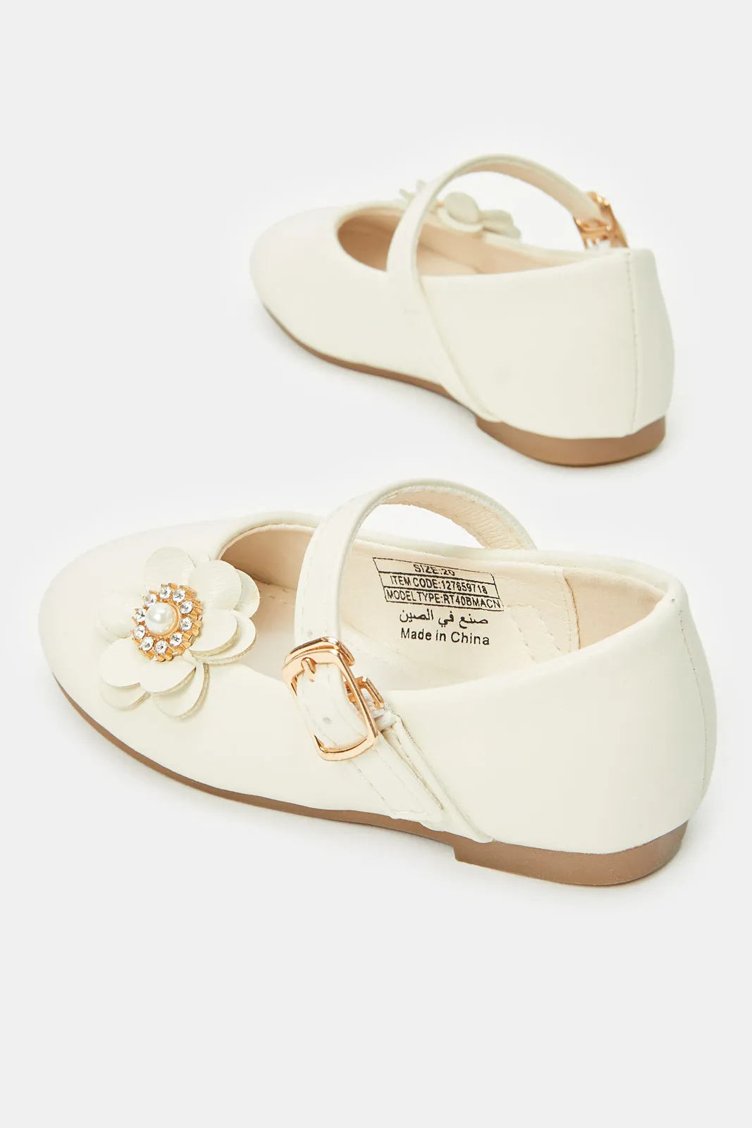 Infant Girls Cream Pearl Ballerina